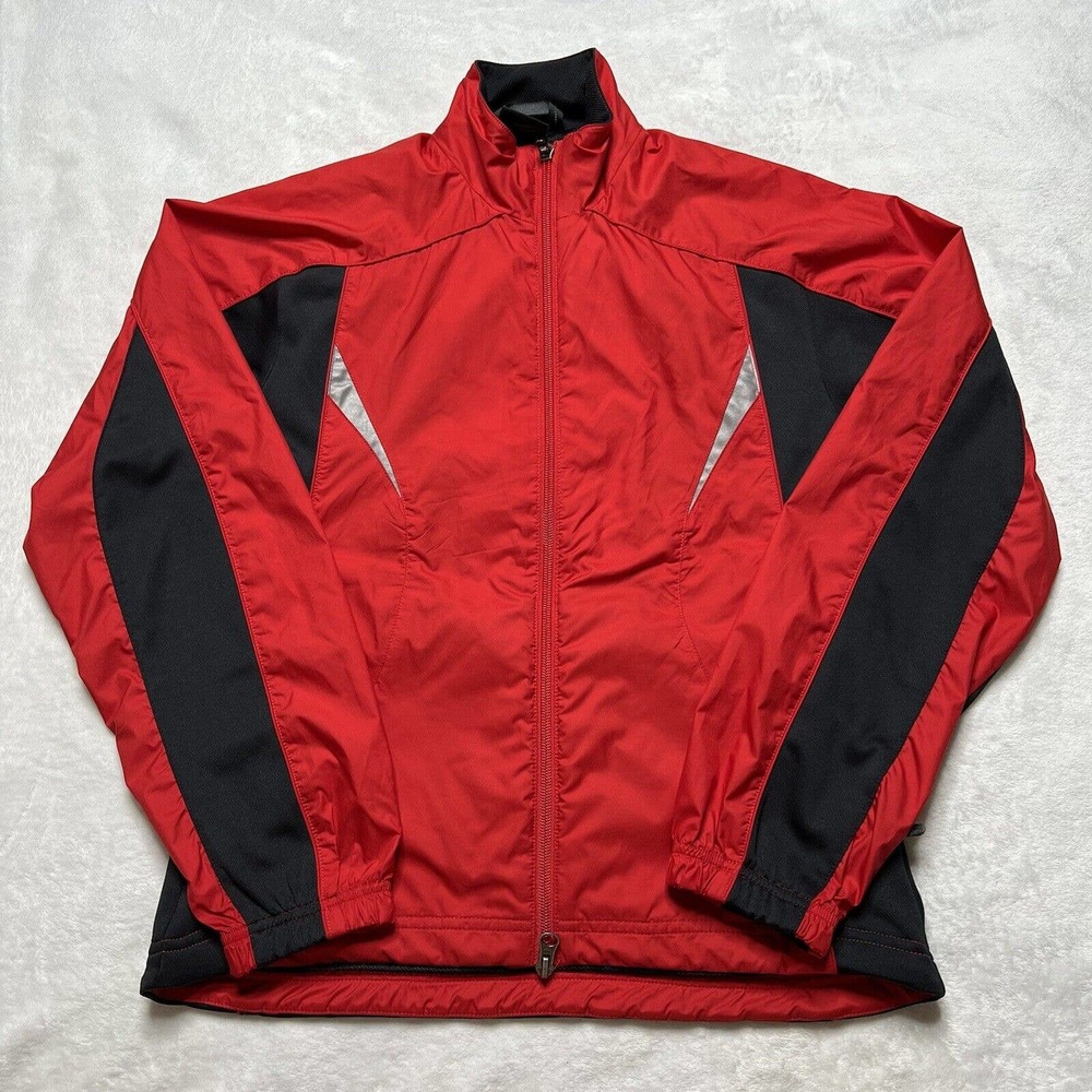 Nike Women's Contrast Zip Windbreaker Jacket Red, Black Size Small (4-6)